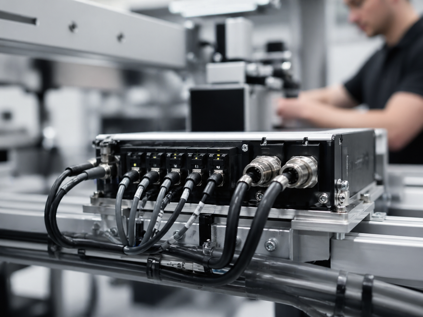 Kabel- und Schnittstellenmodul mit technischen Verbindungssystemen